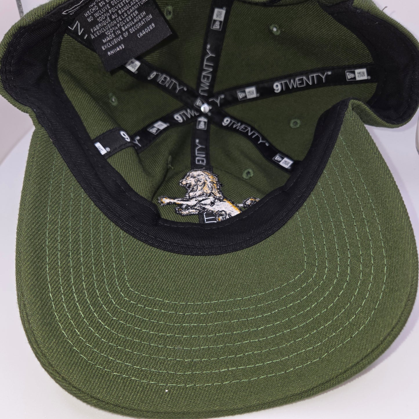 New Era 9Twenty Adjustable Cap Hat Lion Judah Rasta Olive Green Yellow Logo