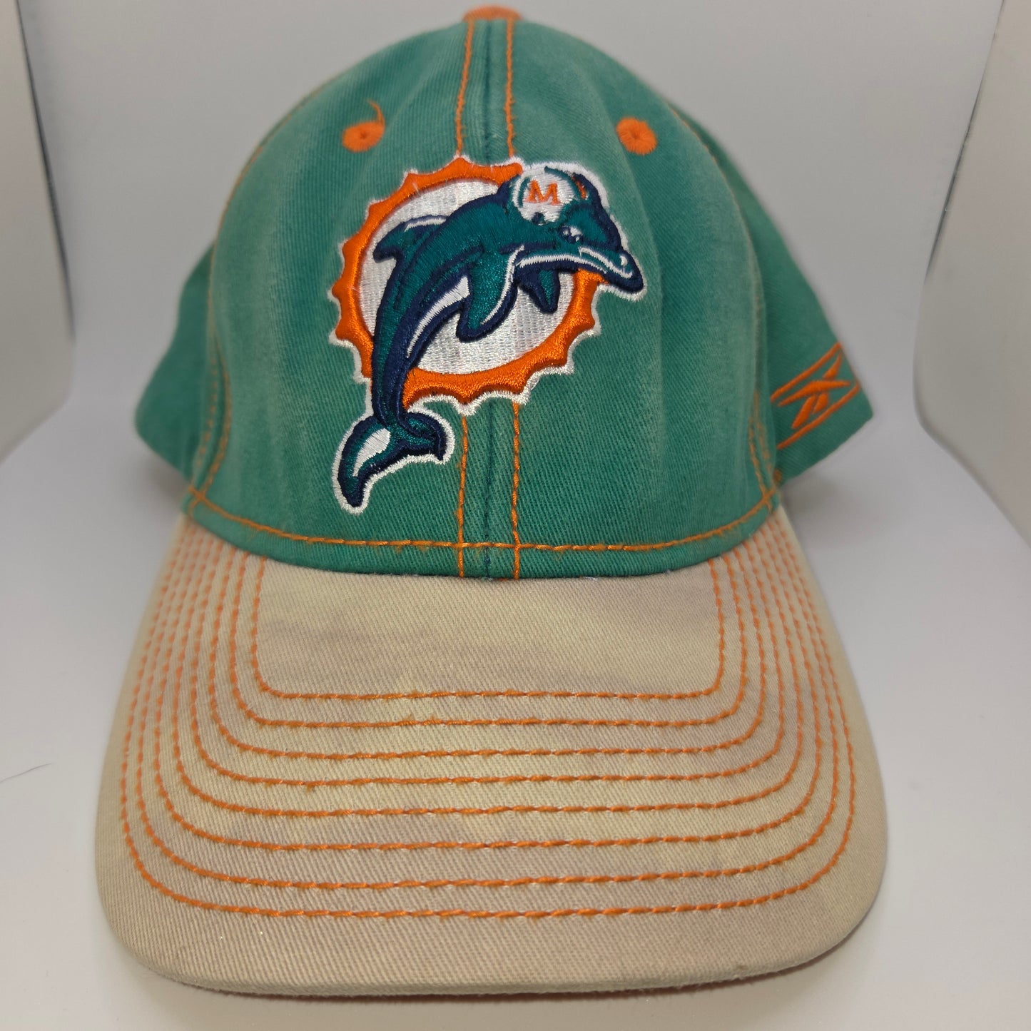 Vintage Miami Dolphins NFL Reebok Hat Cap Green Beige