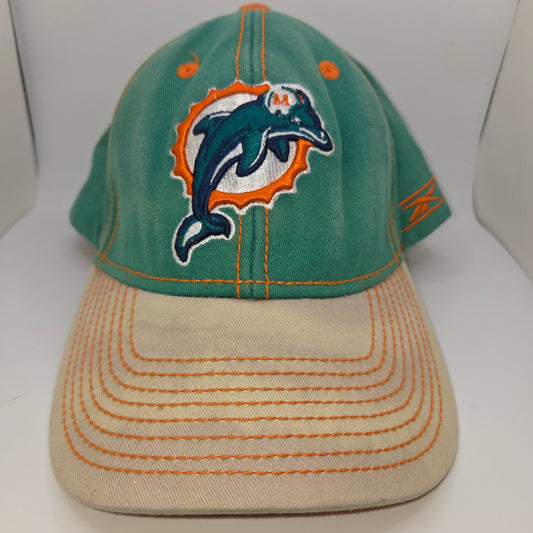 Vintage Miami Dolphins NFL Reebok Hat Cap Green Beige