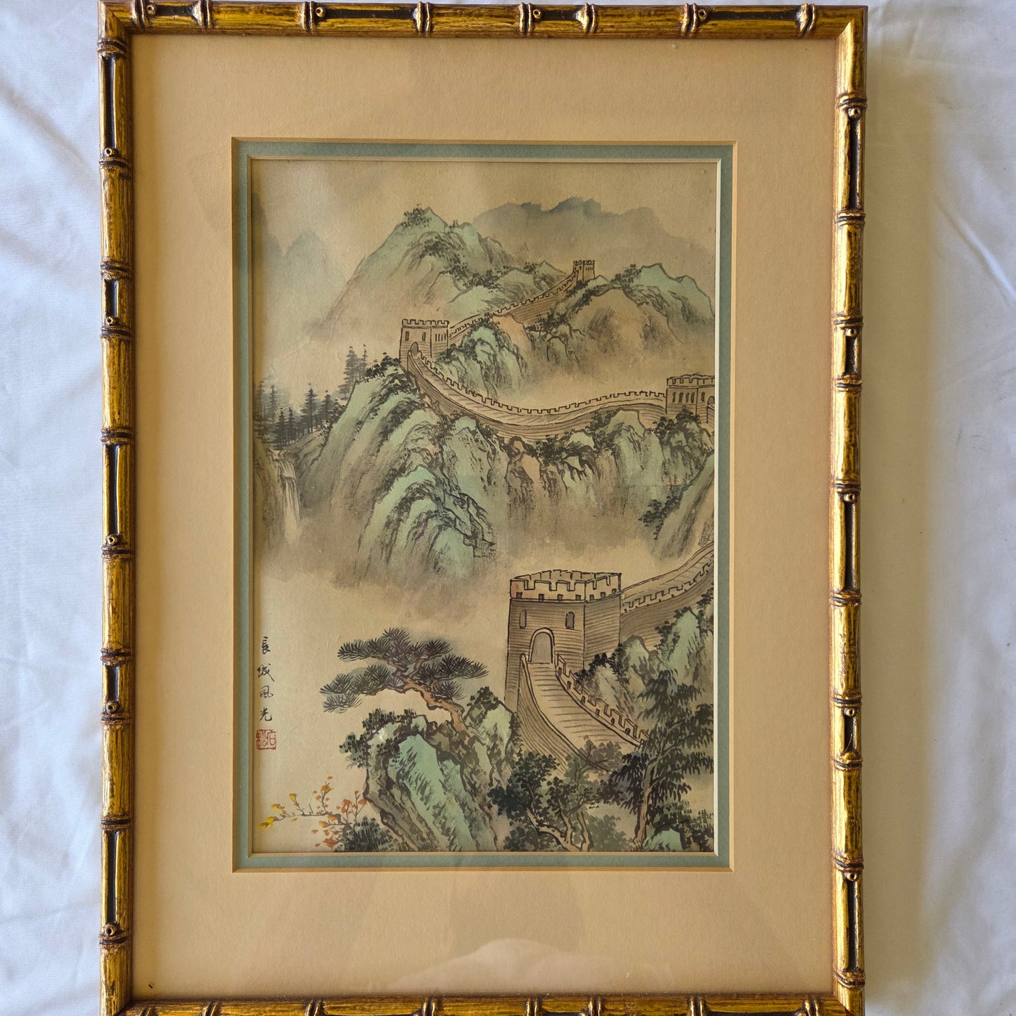 Original Chinese Watercolor Painting The Great Wall Mountain Lanscape Scene Art