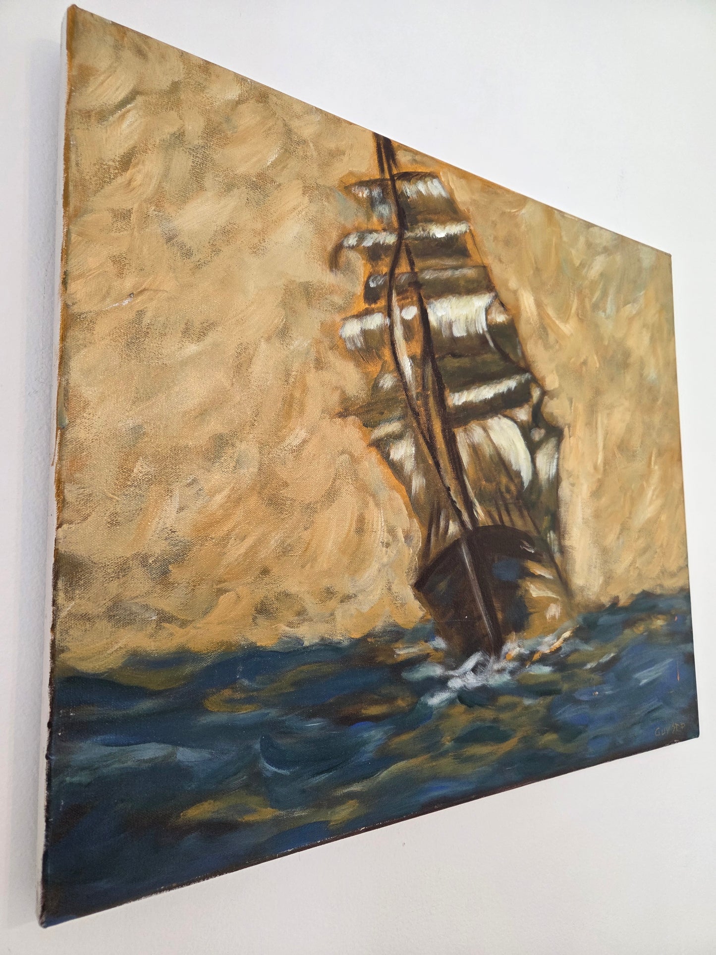Original Sailing Ship Painting Nautical Tall Ship Seascape Ocean Canvas Wall Art