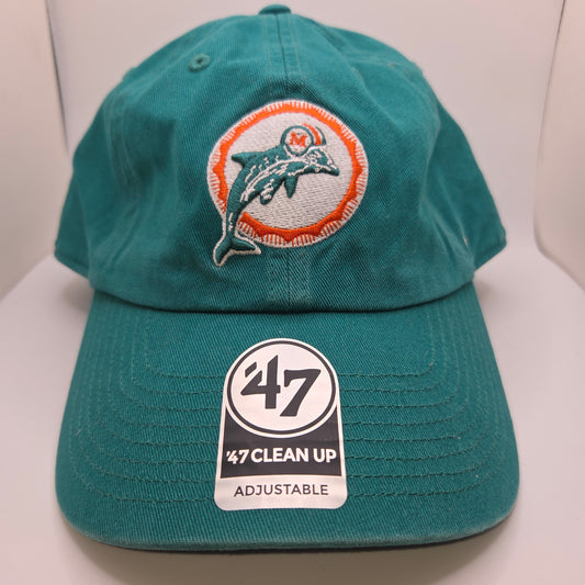 Miami Dolphins '47 Clean Up Adjustable Tailgate Teal Retro Logo Hat Football Cap
