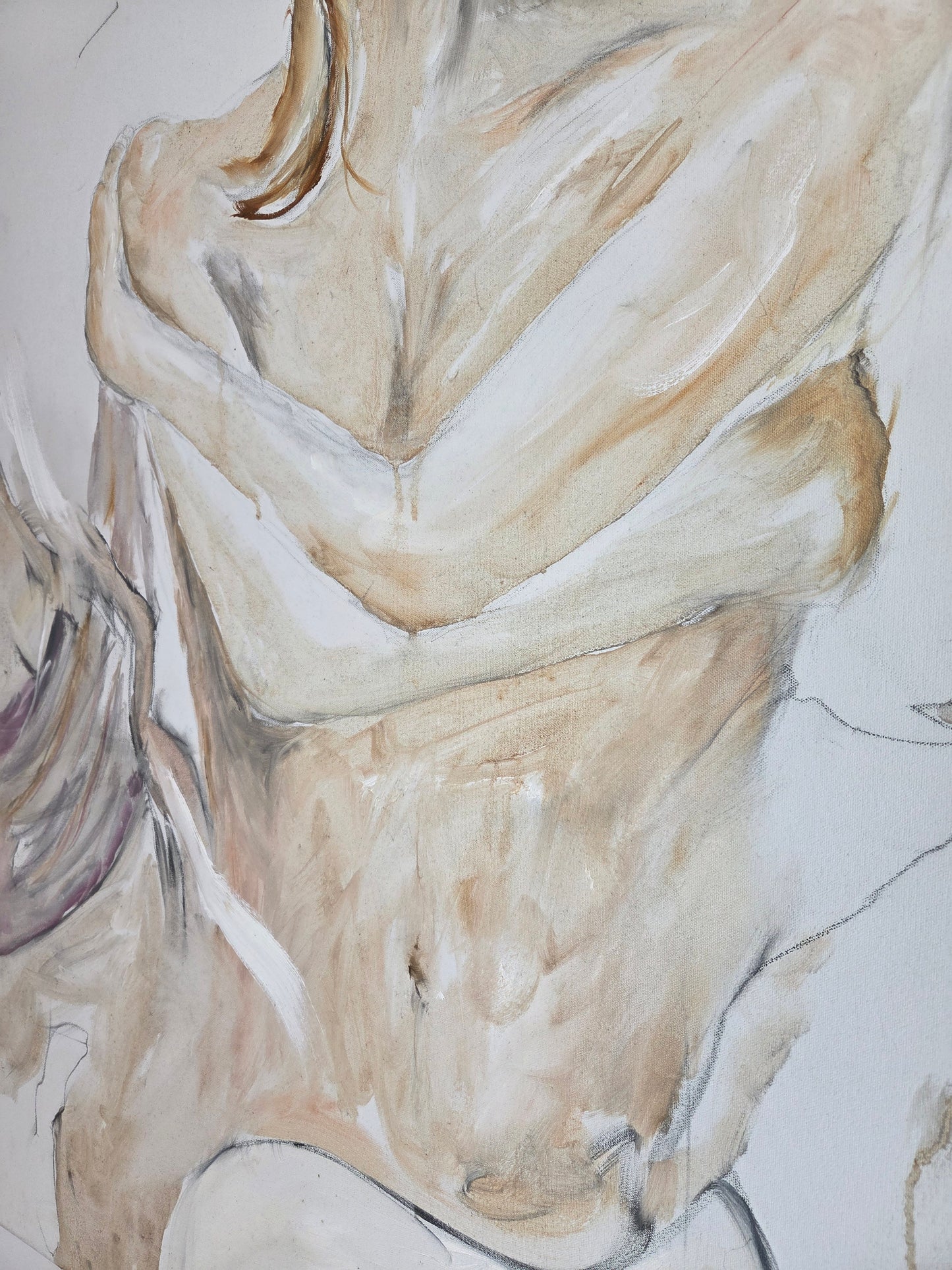 Large Original Hand Painted Art Drawing Canvas Woman Lady Figure Artist Sketch