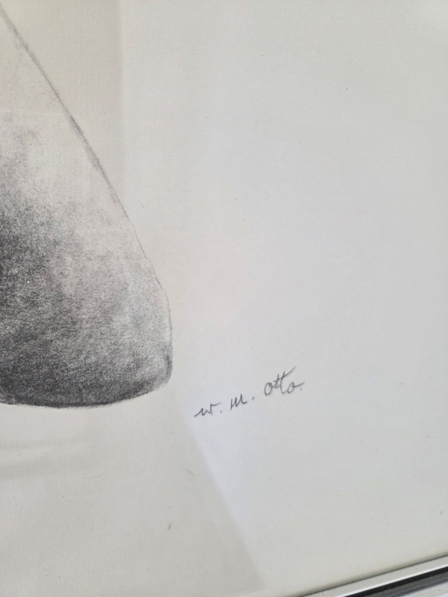 Original Wolfgang M Otto Pencil Drawing Signed Boy Blowing Bubble Artwork Framed