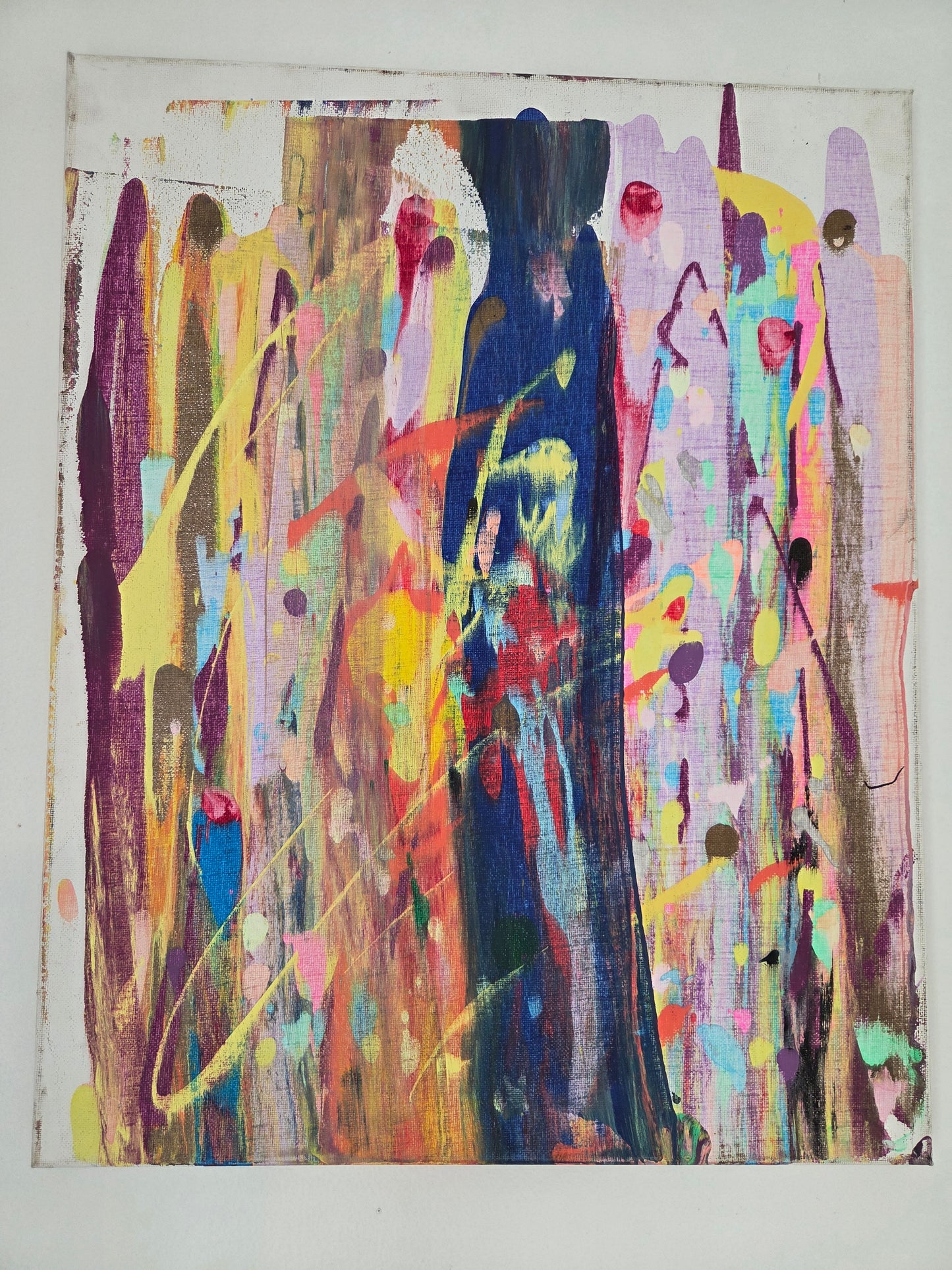 Original Colorful Abstract Painting Canvas Modern Expressionist Vibrant Drip Art