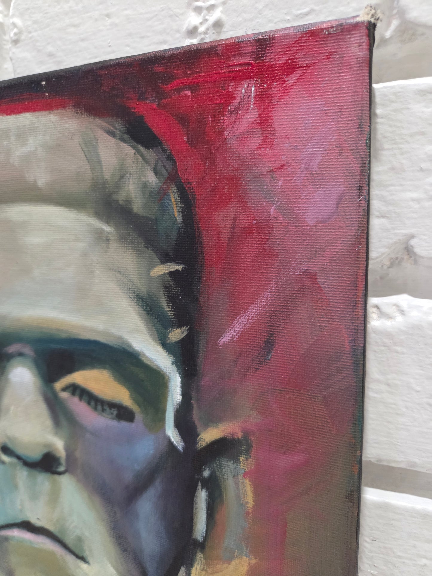 Frankenstein Monster Original Painting On Canvas Signed Horror Art Boris Karloff