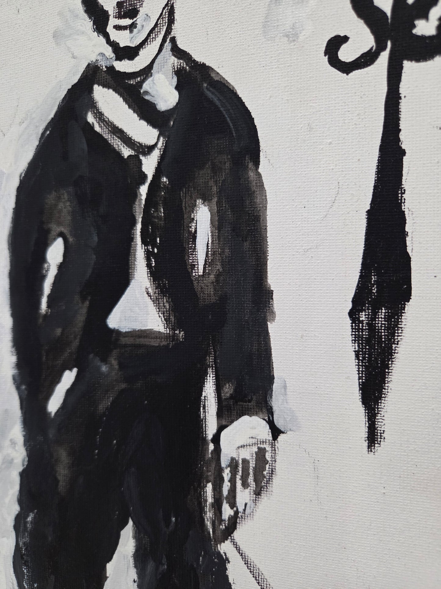 Original Painting On Canvas Charlie Chaplin Artwork Signed Art Film Decor 1 of 3