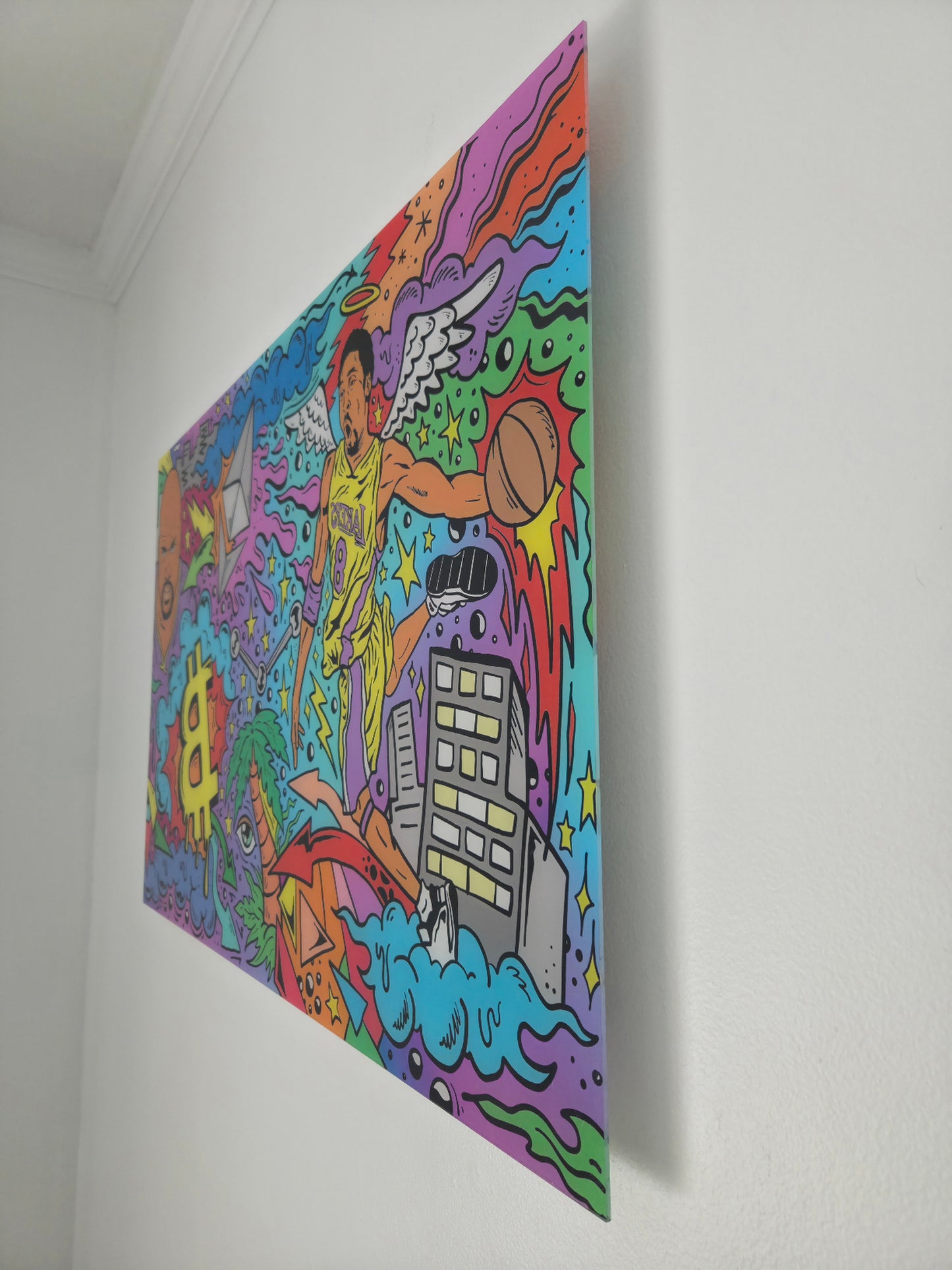 Pop Art Shaq Kobe NBA Basketball Crypto Bitcoin Urban Graffiti Acrylic Art Print
