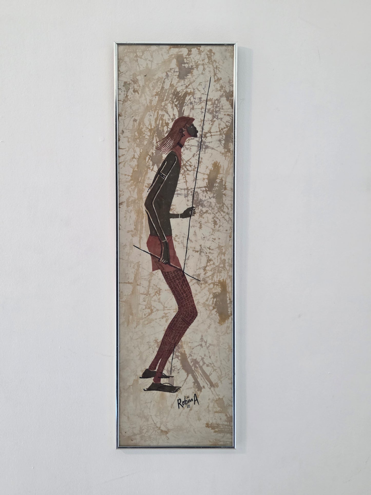 Original African Batik Art Hand Painted Silk Fabric Cloth Signed Robin Anderson