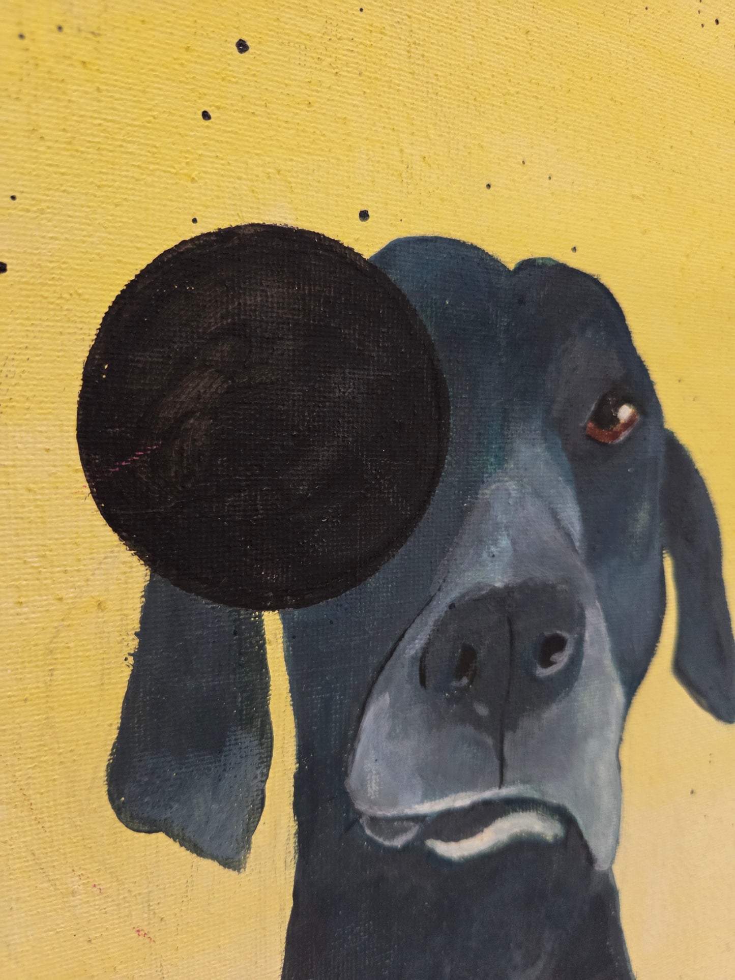 Original Painting On Canvas Dog Black Lab Great Dane Pointer Artwork Paw Pet Art