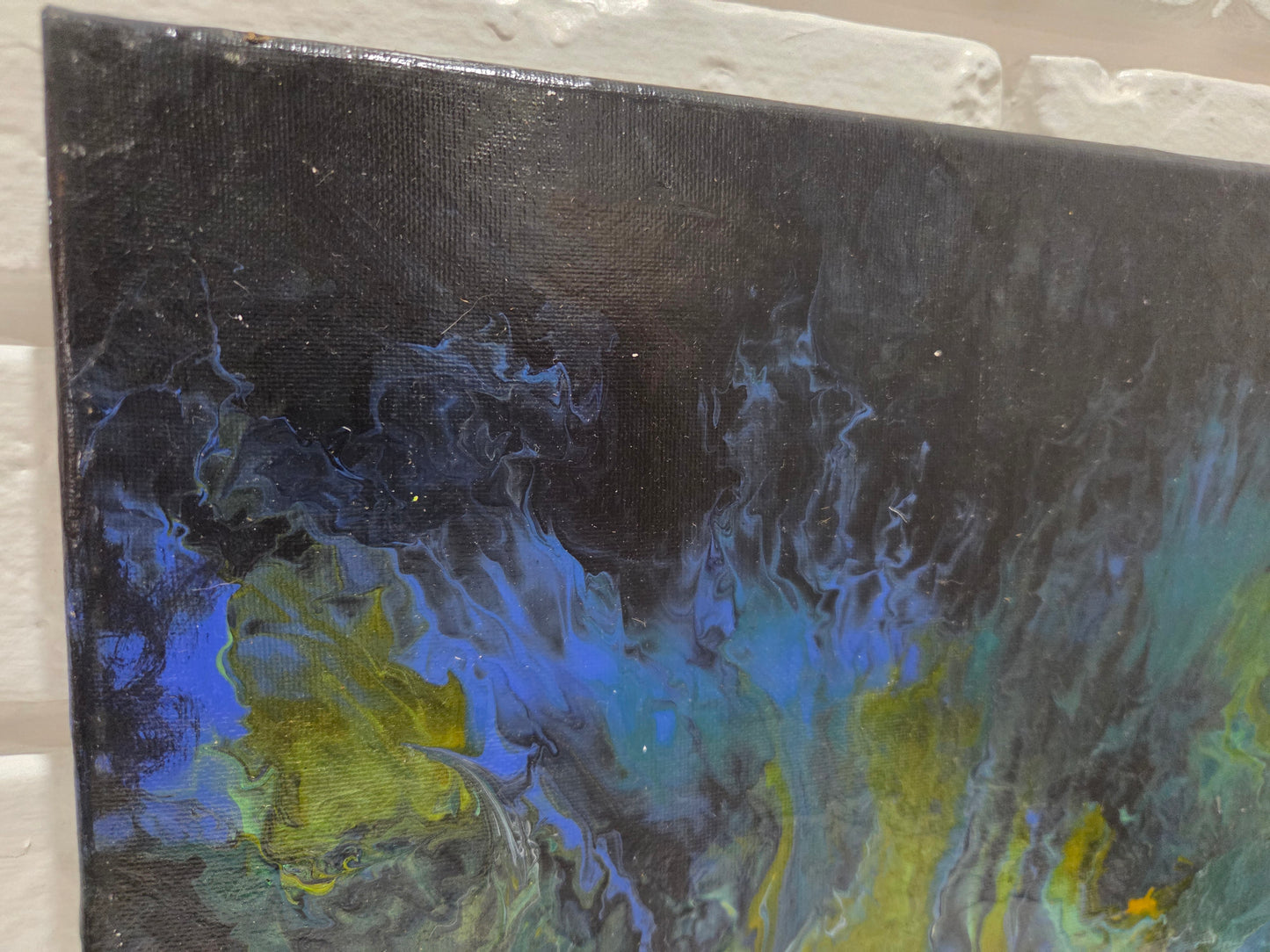Abstract Acrylic Pour Original Painting On Canvas Blue Green Modern Wall Artwork