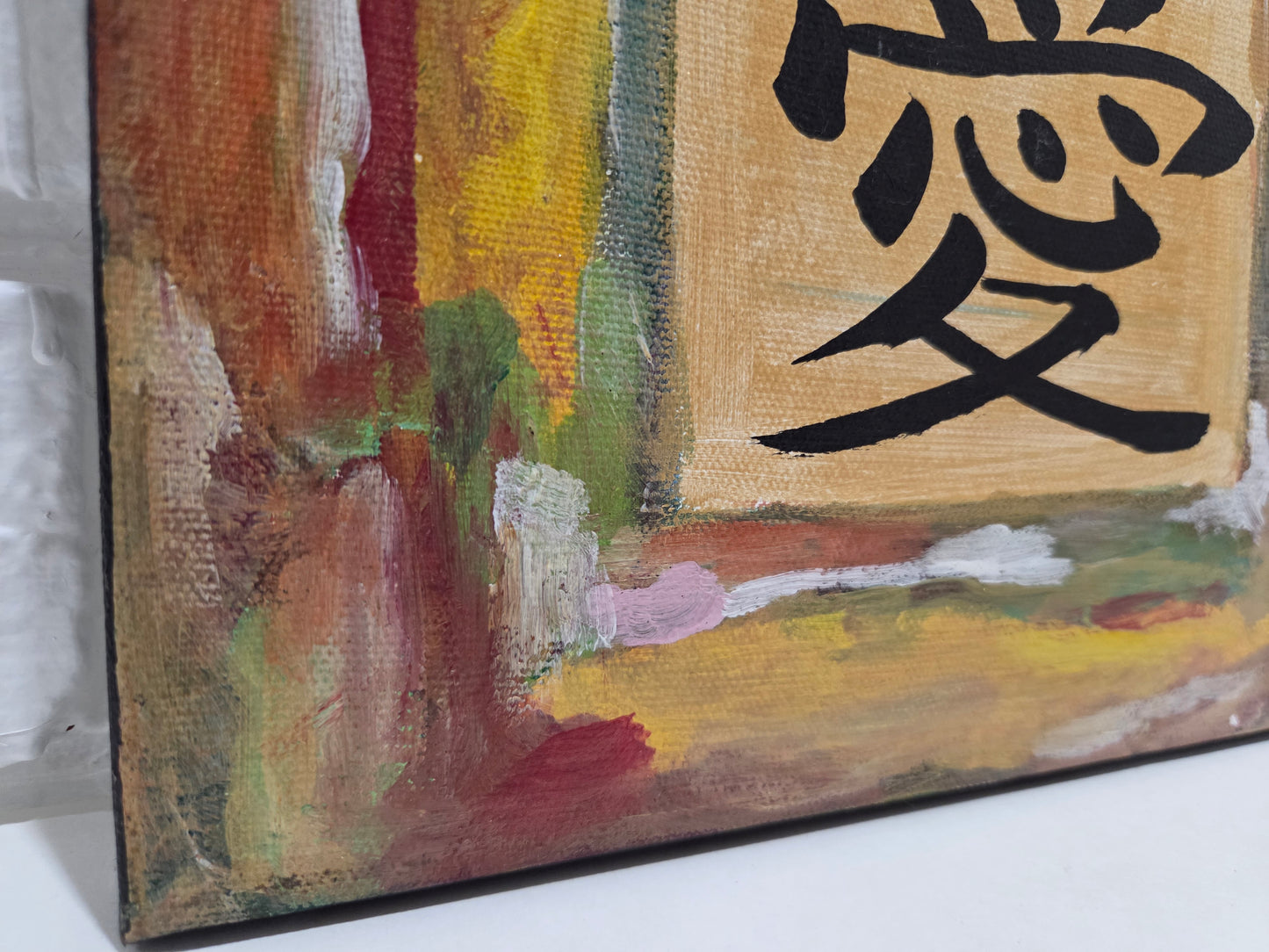 Love in Chinese Calligraphy Original Painting Canvas Asian Zen Art Kanji Artwork