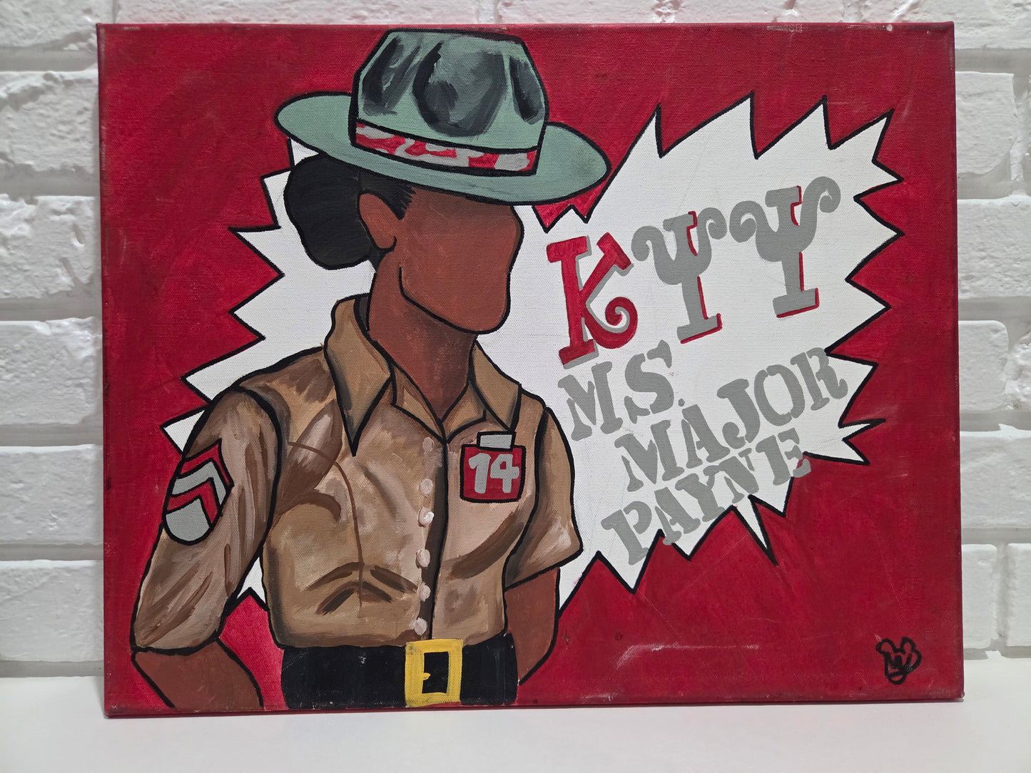 Original Female Drill Sergeant Instructor Officer Trooper Painting on Canvas Art