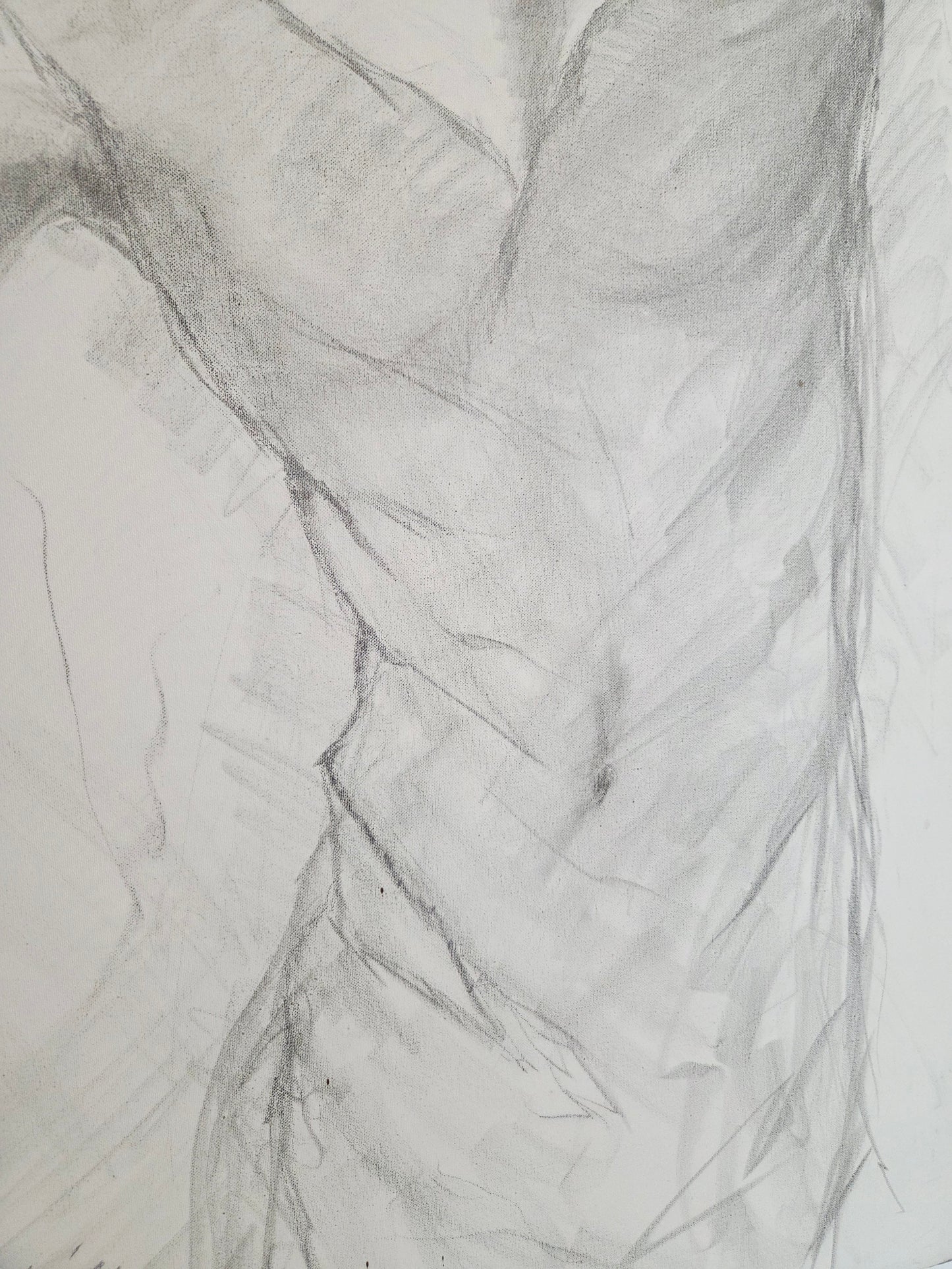 Original Female Figure Pencil Drawing - Signed & Dated 2000 - Large Graphite Sketch