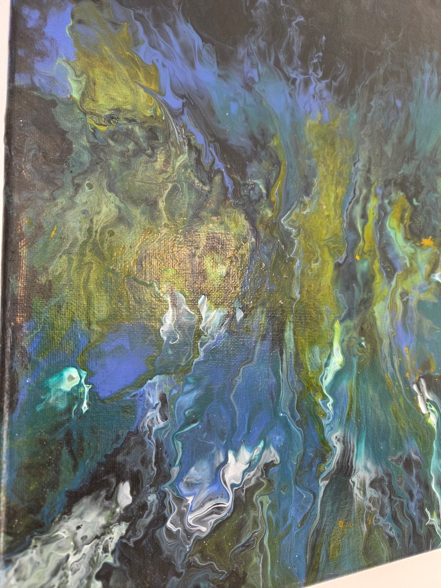 Original Abstract Acrylic Painting Blue Green Modern Fluid Art Contemporary Wall
