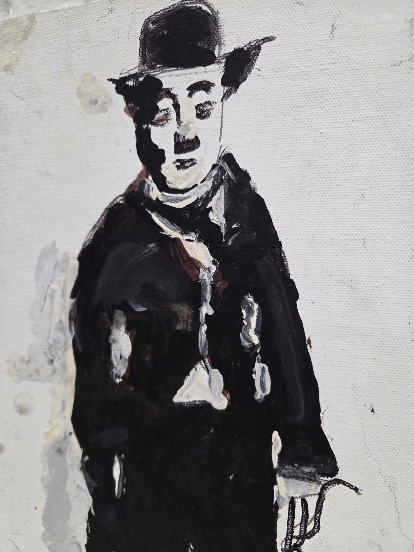 Original Painting On Canvas Charlie Chaplin Artwork Signed Art Film Decor 2 of 3