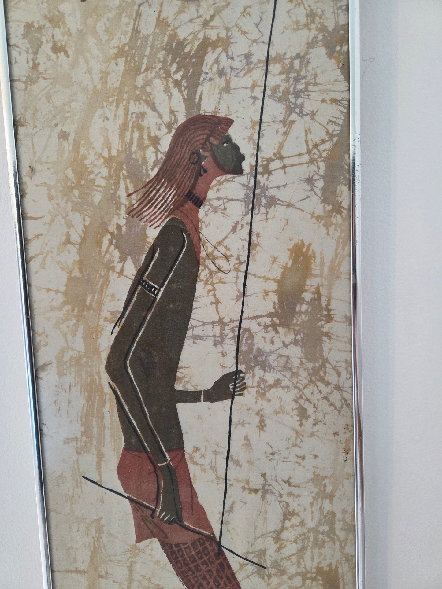 Original African Batik Art Hand Painted Silk Fabric Cloth Signed Robin Anderson
