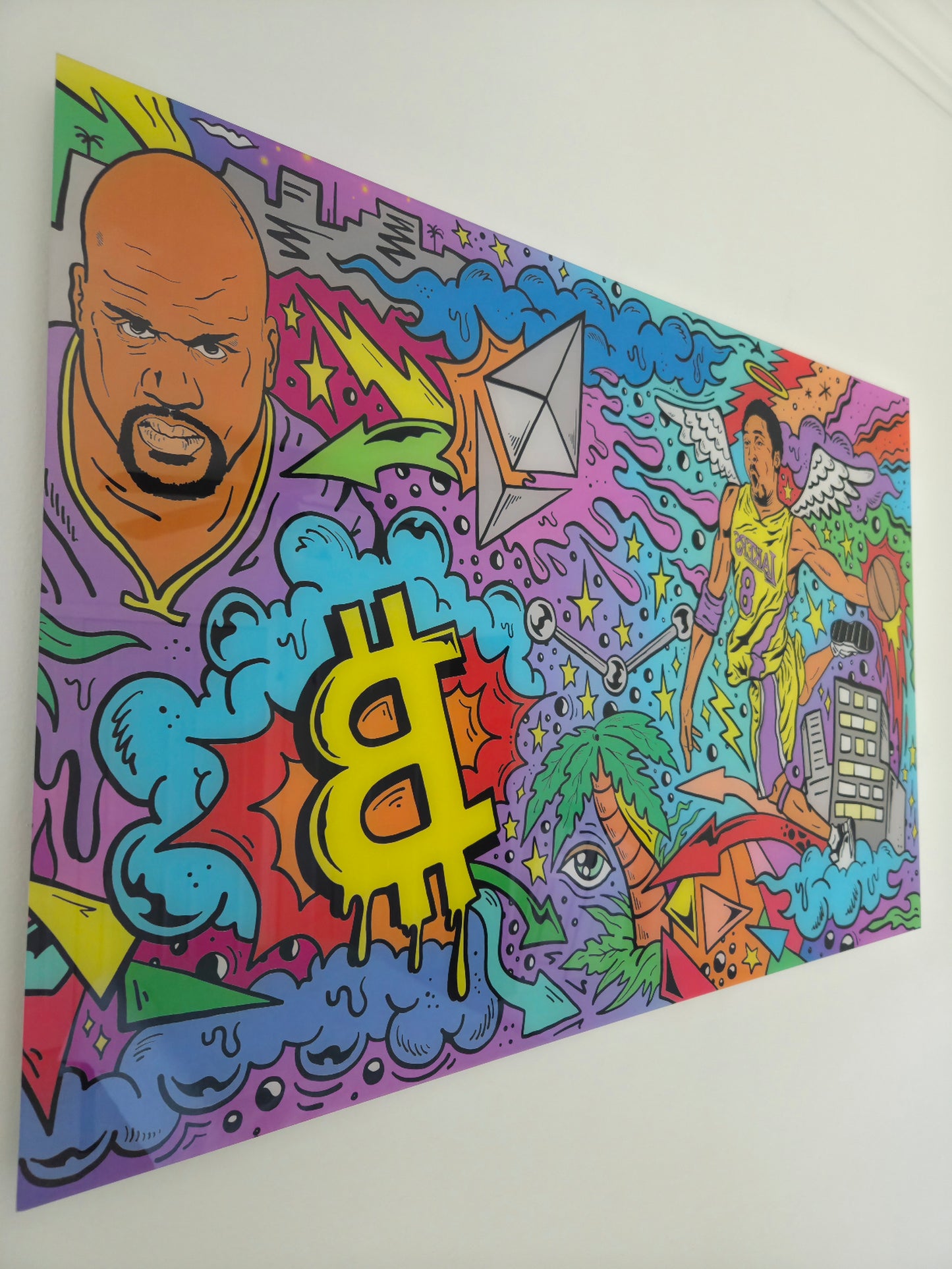 Pop Art Shaq Kobe NBA Basketball Crypto Bitcoin Urban Graffiti Acrylic Art Print
