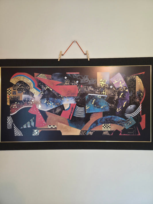John Douglas "Momentary Lapse of Time" Large Abstract Framed Print Gold Leaf Art