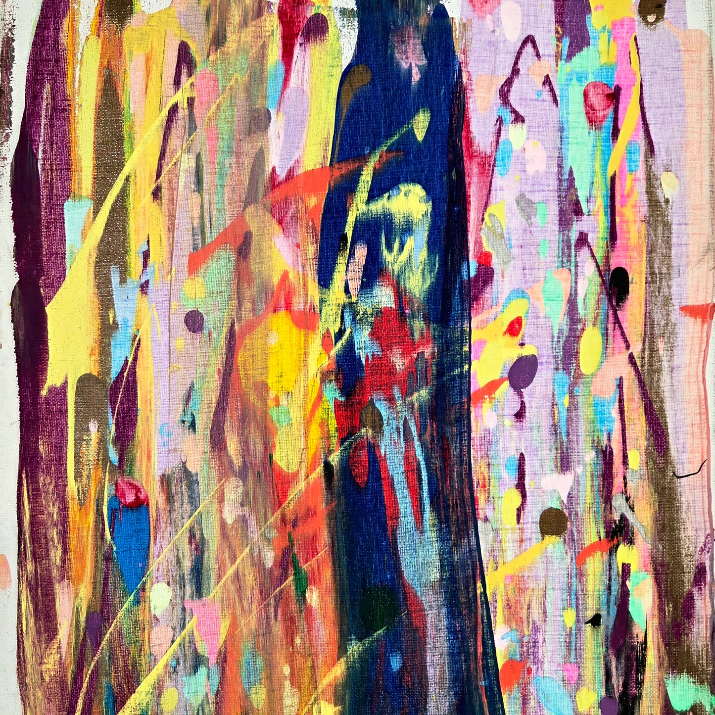 Original Colorful Abstract Painting Canvas Modern Expressionist Vibrant Drip Art