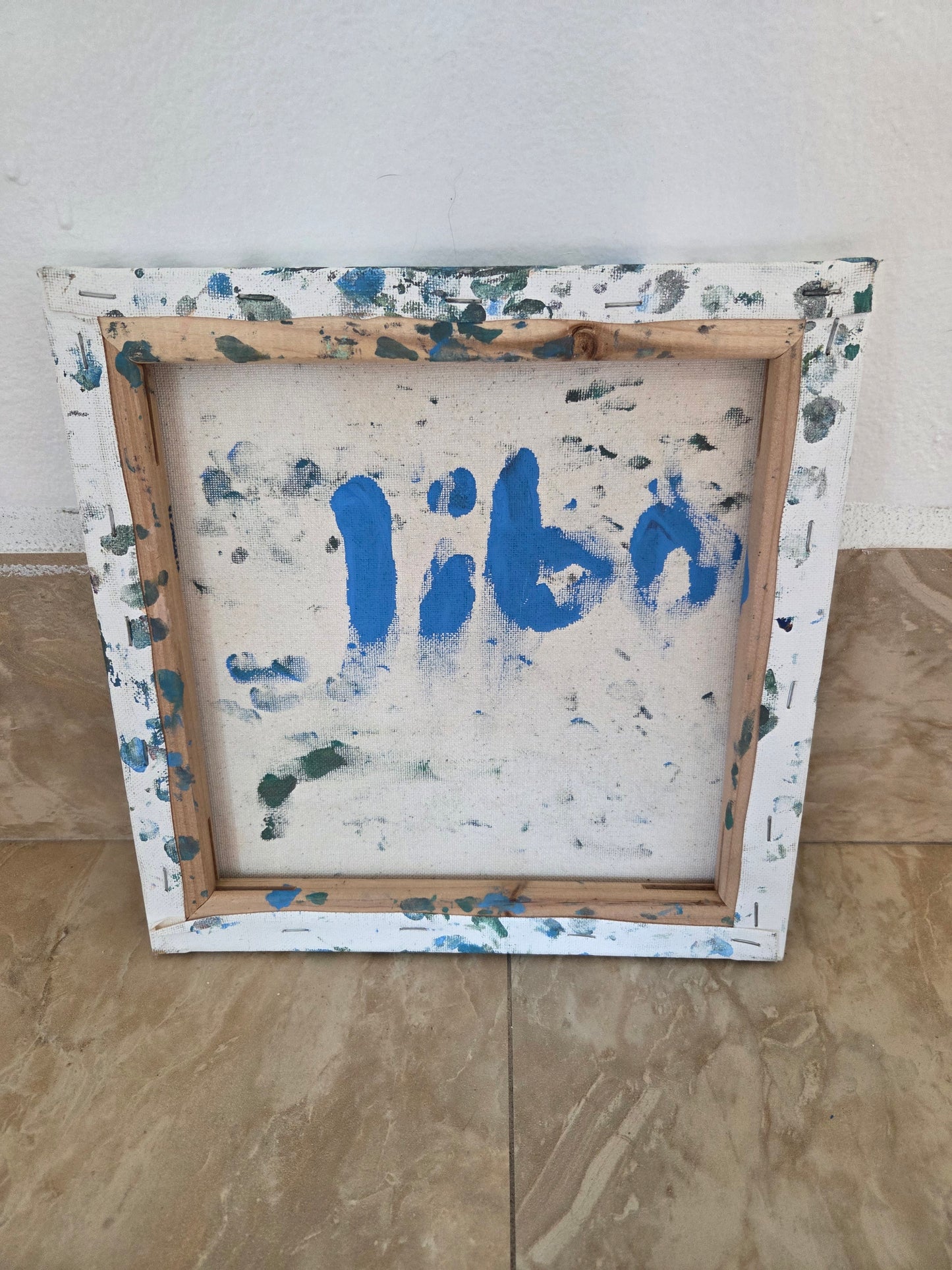 Original Abstract Floral Painting Blue Green Botanical Acrylic Contemporary Art