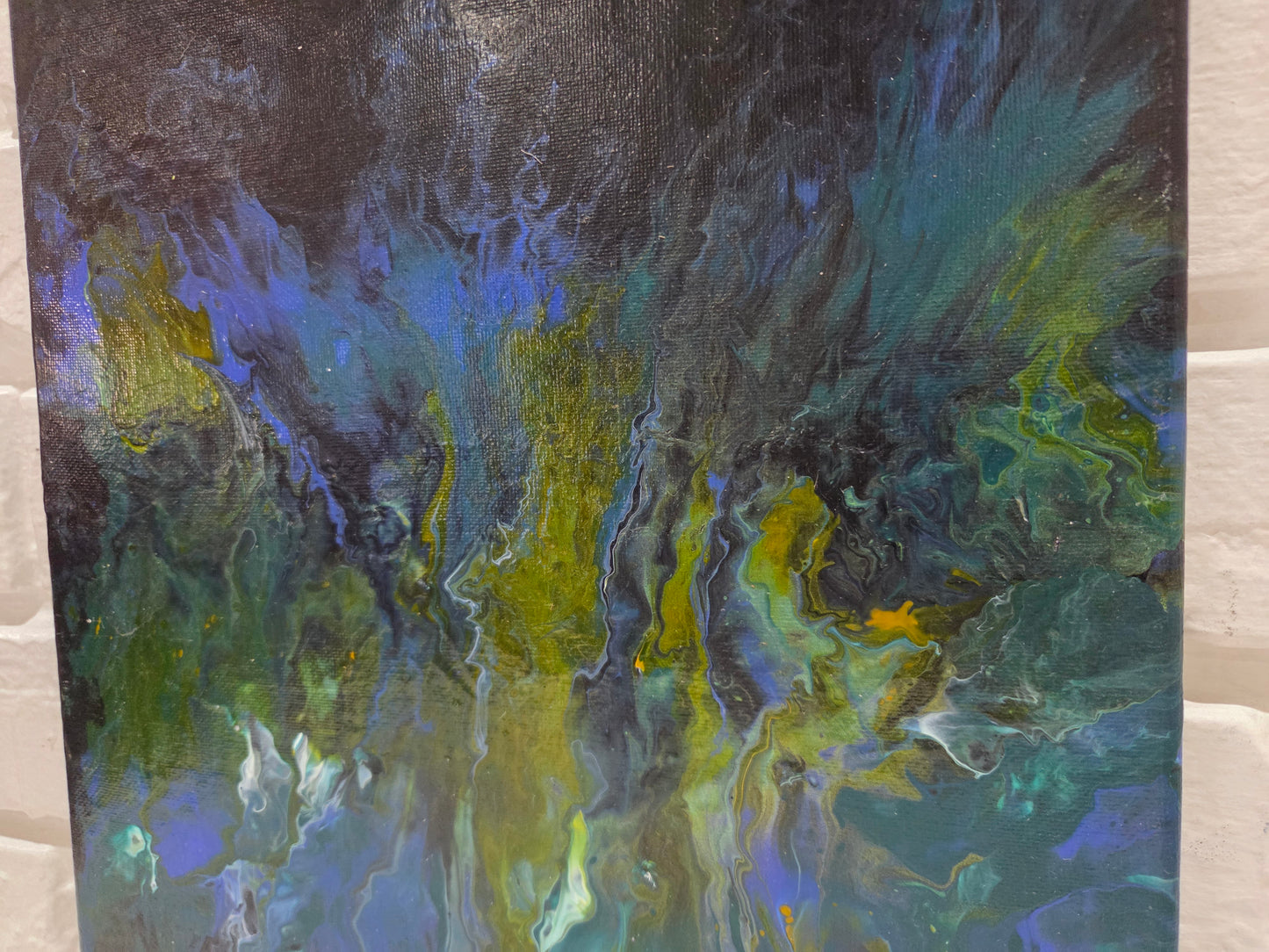 Abstract Acrylic Pour Original Painting On Canvas Blue Green Modern Wall Artwork