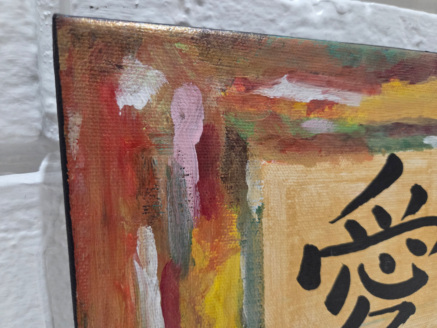 Love in Chinese Calligraphy Original Painting Canvas Asian Zen Art Kanji Artwork