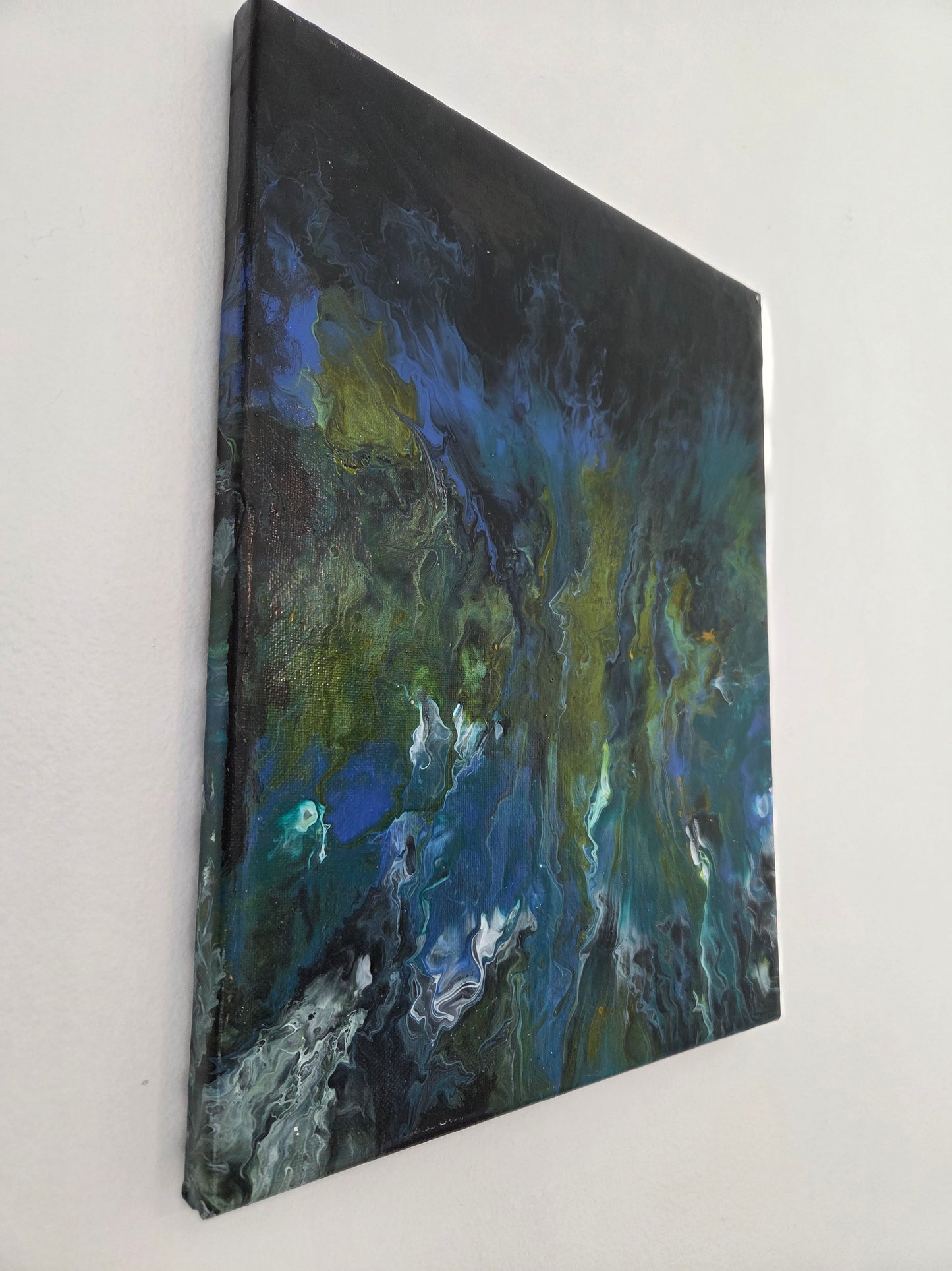 Original Abstract Acrylic Painting Blue Green Modern Fluid Art Contemporary Wall