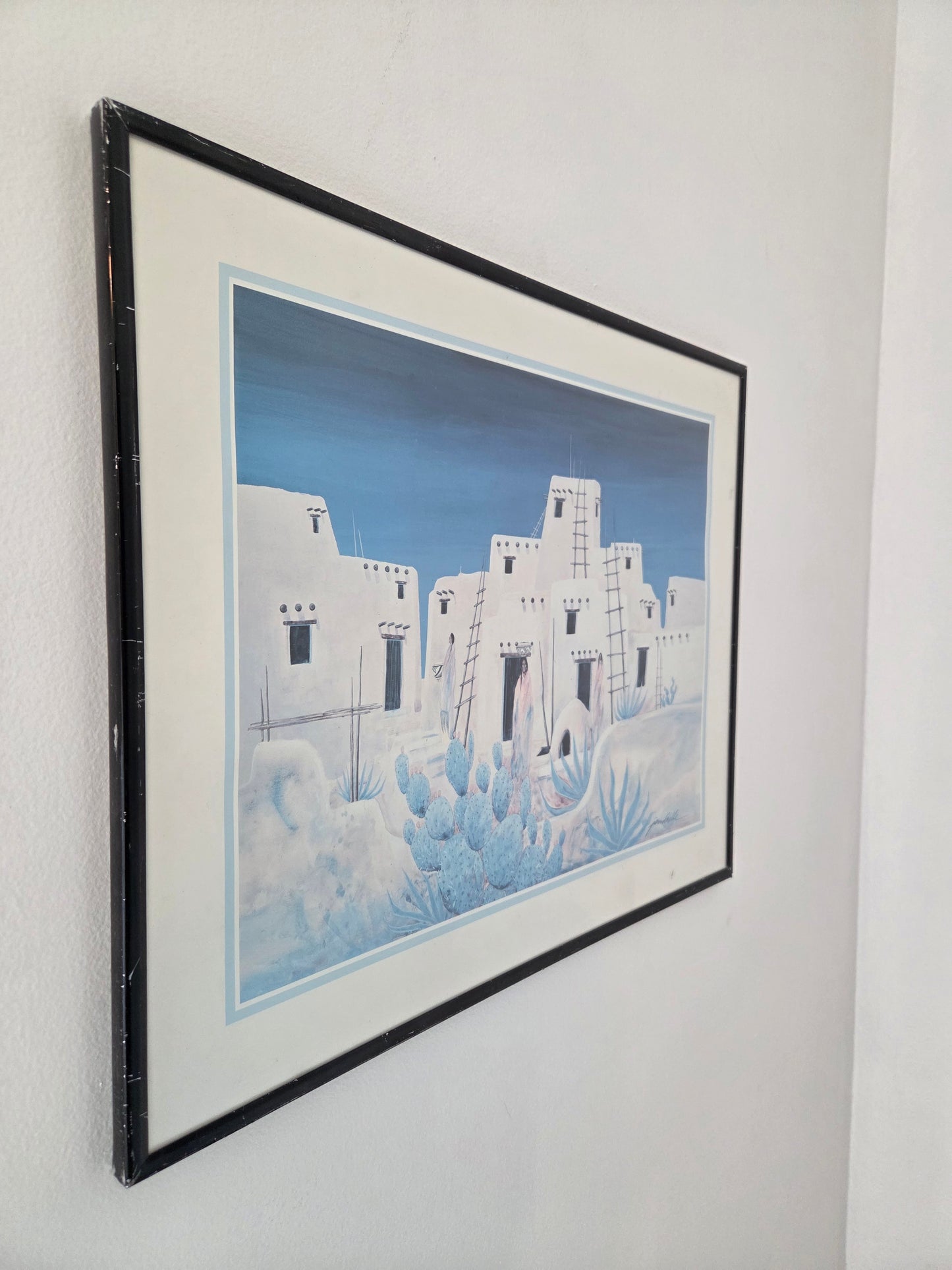 Southwestern Desert Adobe Pueblo Native Boho Blue Jim Prindiville Wall Art Print