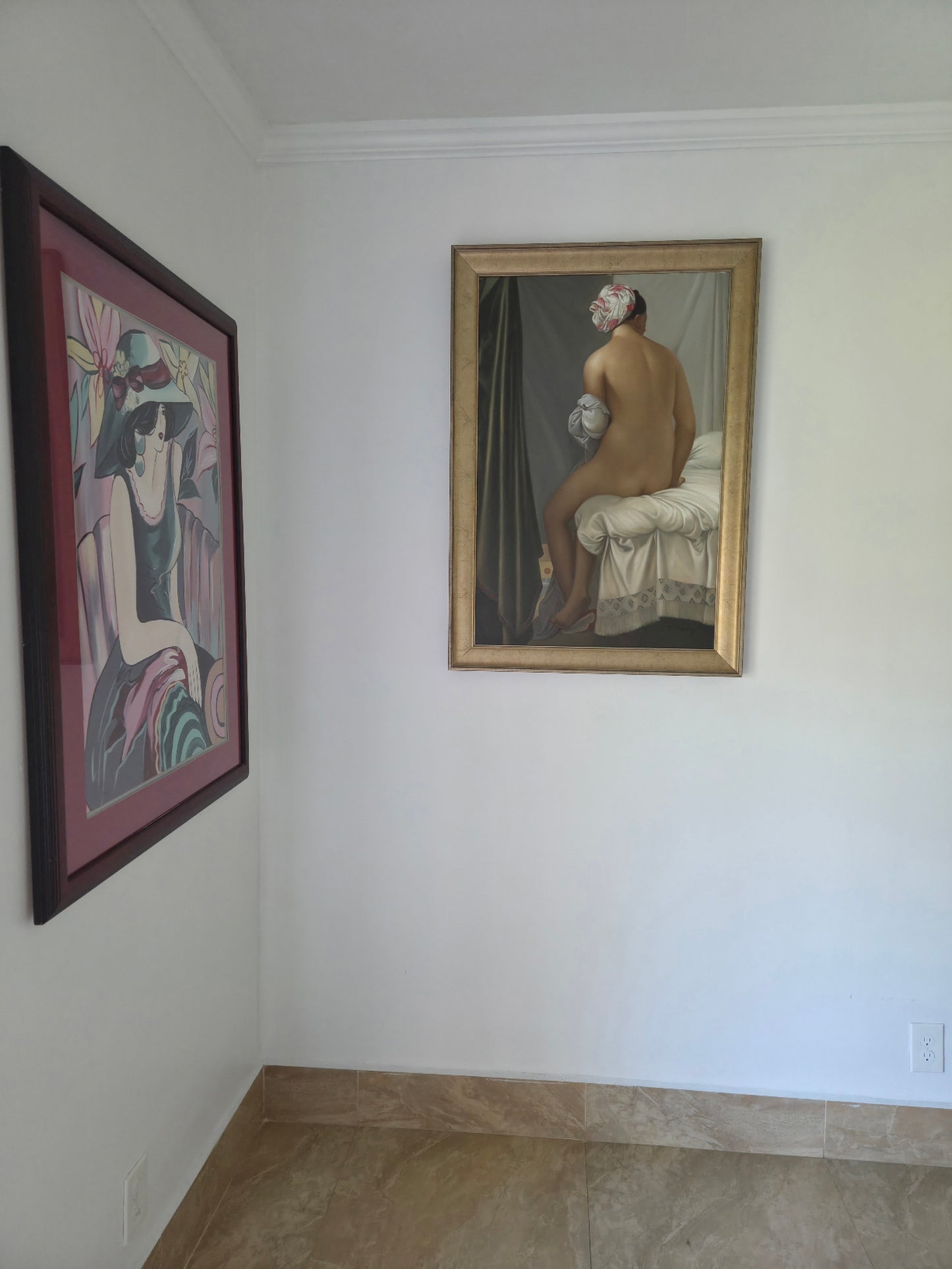 Valpinçon Bather Master Repro Oil On Canva Painting Signed T. Terry After Ingres