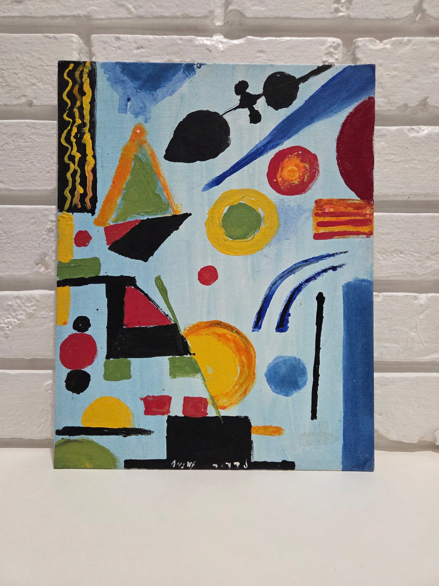 Original Acrylic Painting Canvas Abstract Geometric Shapes Colors Artwork Signed